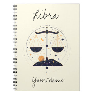 Libra Constellation Minimalist Line Art Notebook