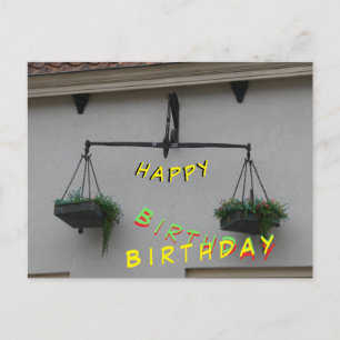 Libra Cust. Text Happy Birthday Postcard