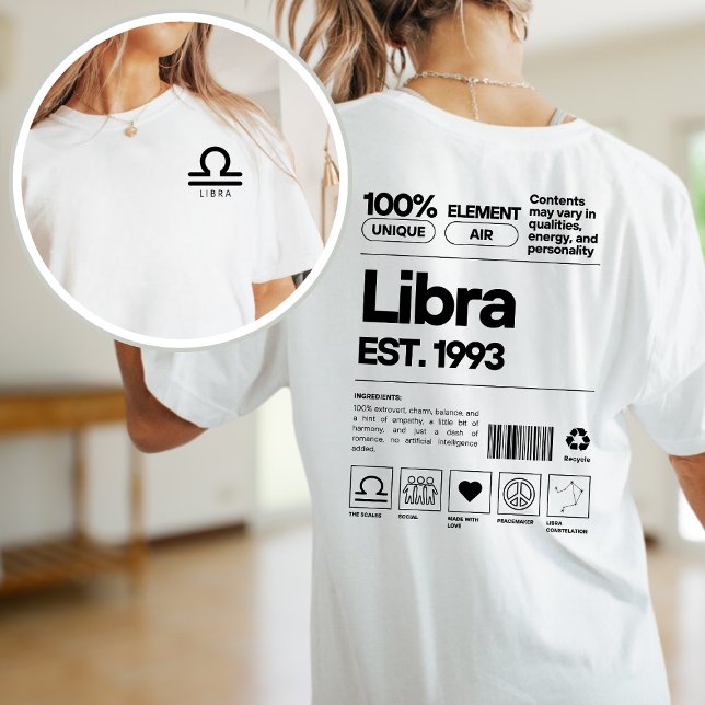 Libra Custom Zodiac Astrology Birthday October T-Shirt (Creator Uploaded)