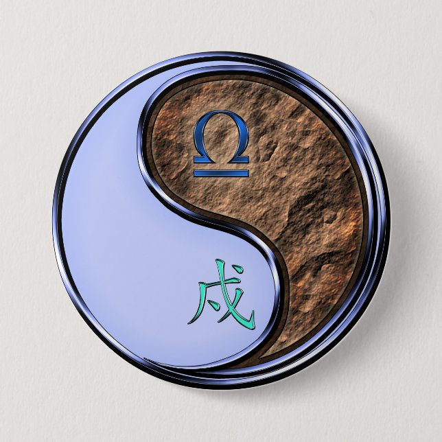 Libra & Earth Dog 7.5 Cm Round Badge (Front)