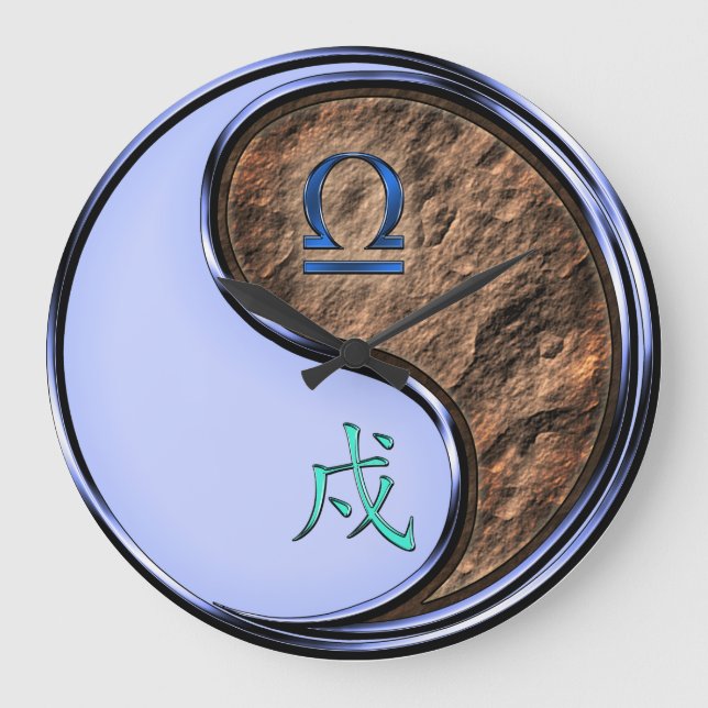 Libra & Earth Dog Large Clock (Front)