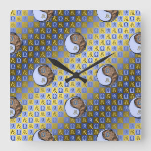Libra & Earth Dragon Square Wall Clock