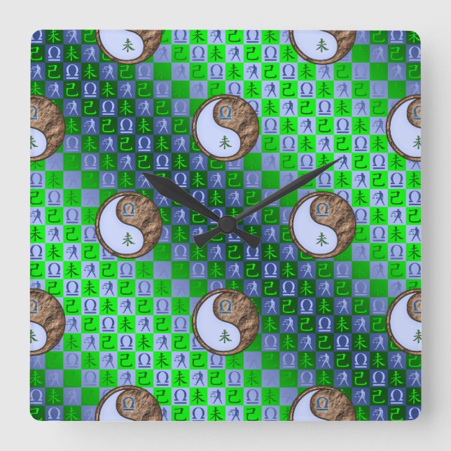 Libra & Earth Goat Square Wall Clock (Front)