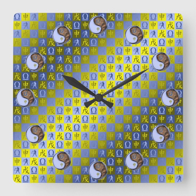 Libra & Earth Monkey Square Wall Clock (Front)