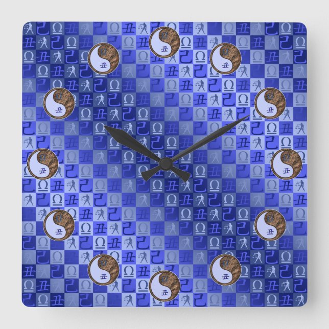 Libra & Earth Ox Square Wall Clock (Front)