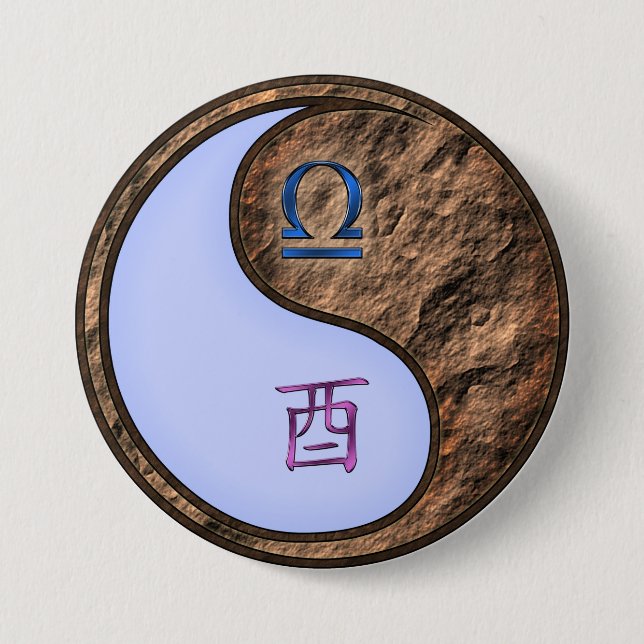 Libra & Earth Rooster 7.5 Cm Round Badge (Front)