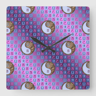 Libra & Earth Rooster Square Wall Clock