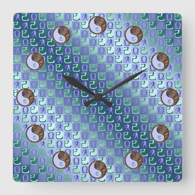 Libra & Earth Snake Square Wall Clock (Front)