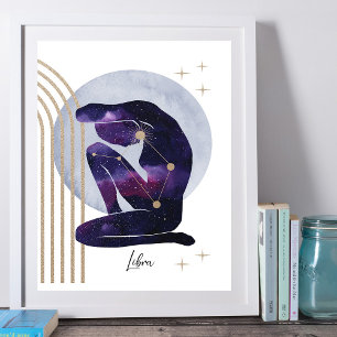 Libra Feminine Purple Zodiac Design  Poster