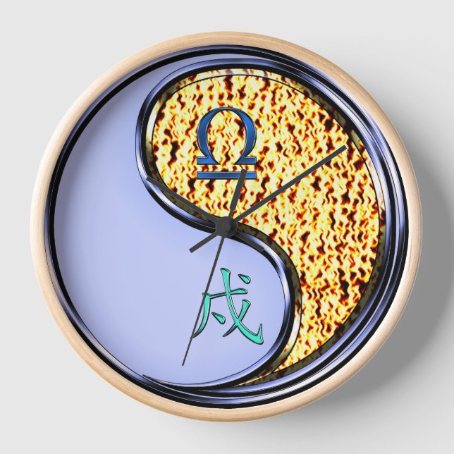 Libra & Fire Dog Clock (Front)