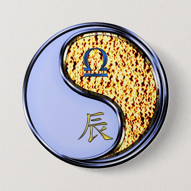 Libra & Fire Dragon 7.5 Cm Round Badge (Front)