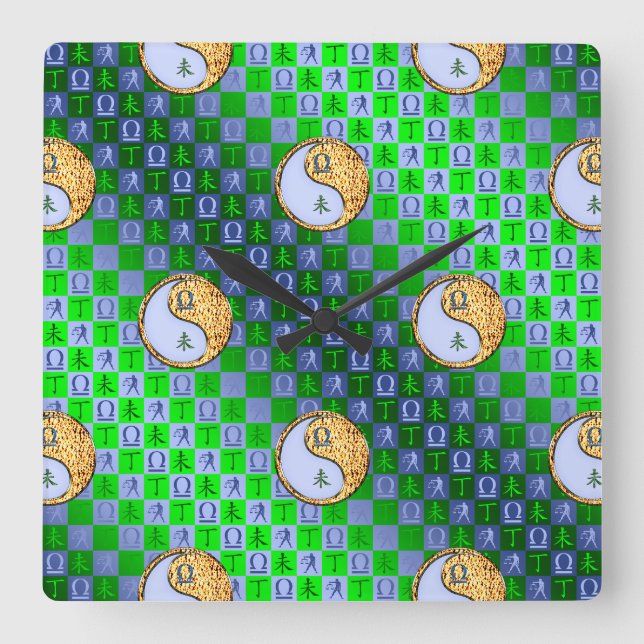 Libra & Fire Goat Square Wall Clock (Front)