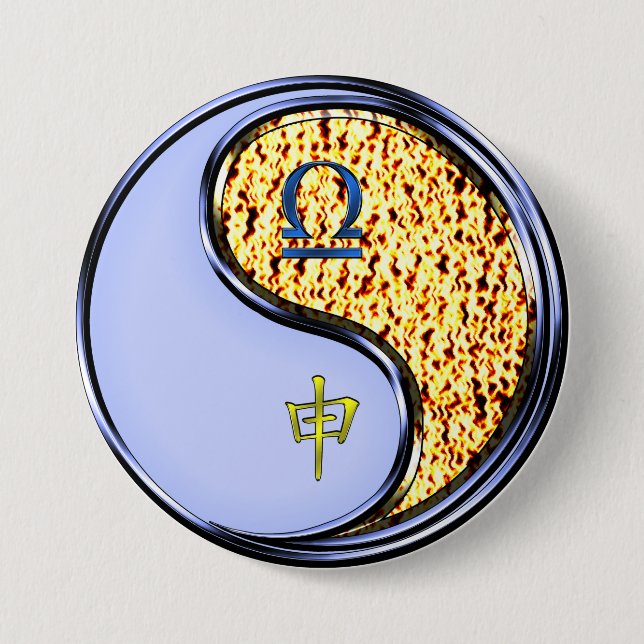 Libra & Fire Monkey 7.5 Cm Round Badge (Front)