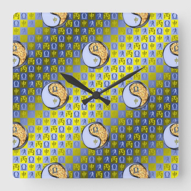 Libra & Fire Monkey Square Wall Clock (Front)