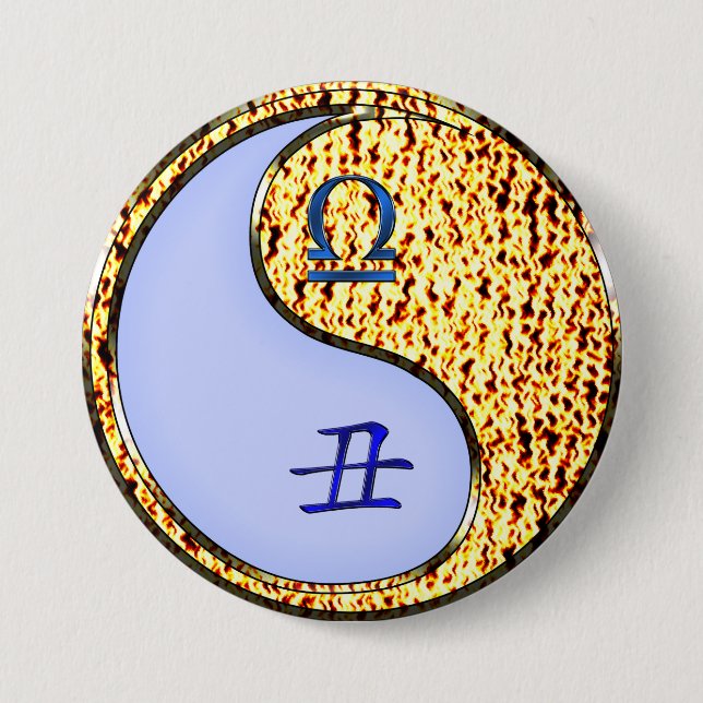 Libra & Fire Ox 7.5 Cm Round Badge (Front)