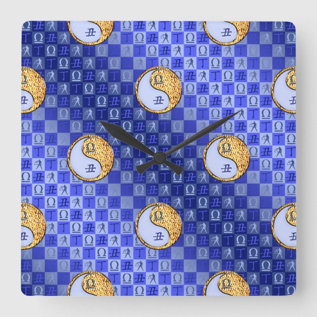 Libra & Fire Ox Square Wall Clock (Front)