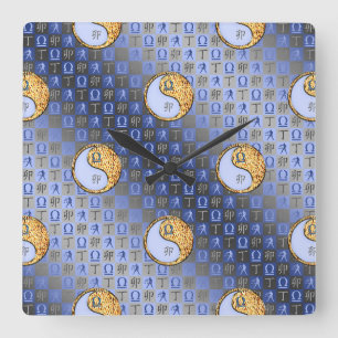Libra & Fire Rabbit Square Wall Clock