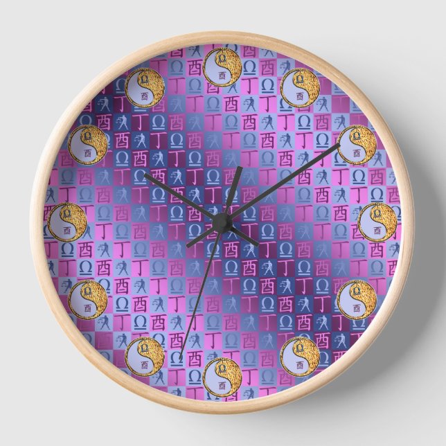 Libra & Fire Rooster Clock (Front)