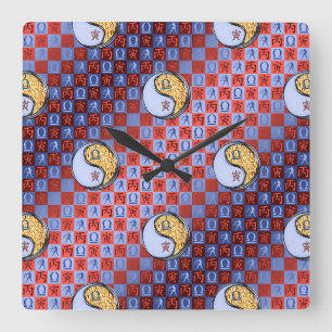 Libra & Fire Tiger Square Wall Clock