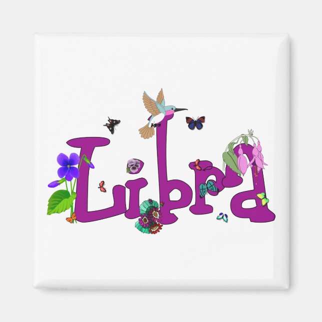 Libra Flowers Magnet (Front)