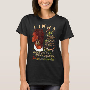 Libra Girl Afro Locs Girl Zodiac Signs Birthday T-Shirt