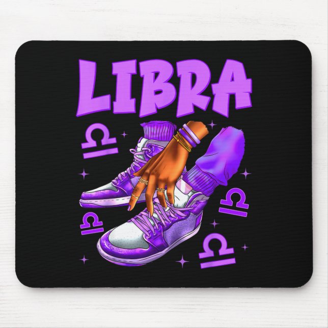 Libra Girl Birthday Black Woman Sneakers Zodiac Si Mouse Pad (Front)