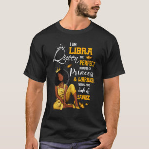 Libra Girl Birthday  Melanin Afro Queen For Black  T-Shirt