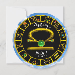 LIBRA GOLD ZODIAC BIRTHDAY JEWEL, Astrology Chart Invitation