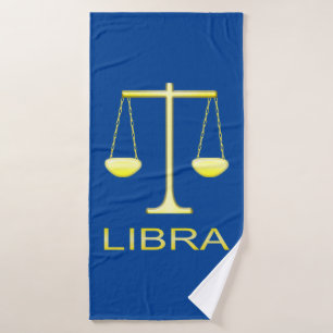 Libra Golden Scales Star Sign Bath Towel