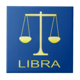 Libra Golden Scales Star Sign Ceramic Tile