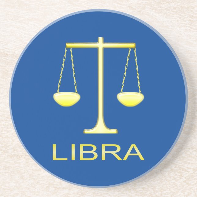 Libra Golden Scales Star Sign Coaster (Front)