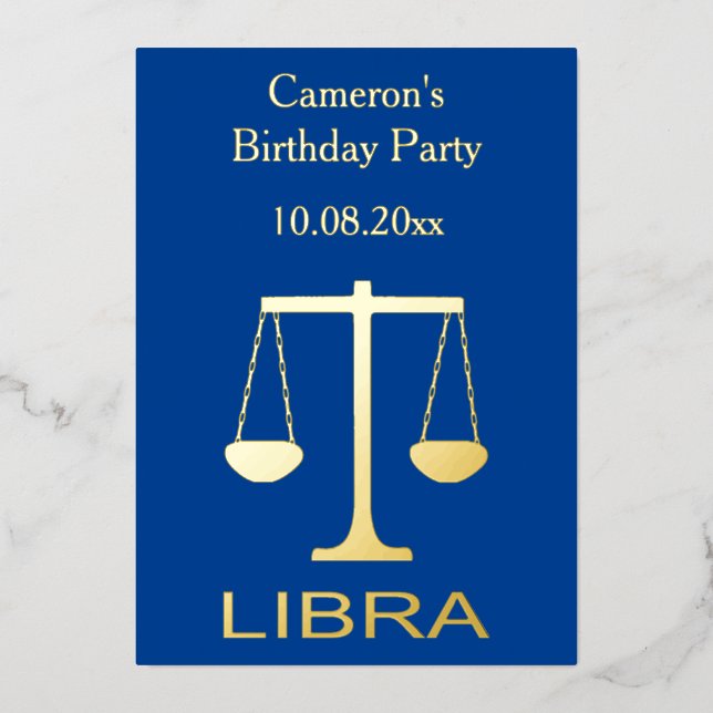 Libra Golden Scales Star Sign Custom Birthday (Front)