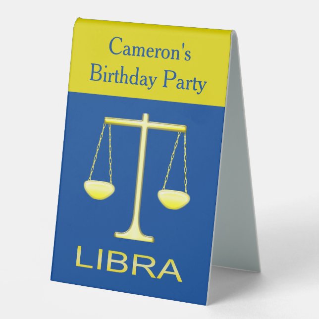 Libra Golden Scales Star Sign Custom Birthday (Front)
