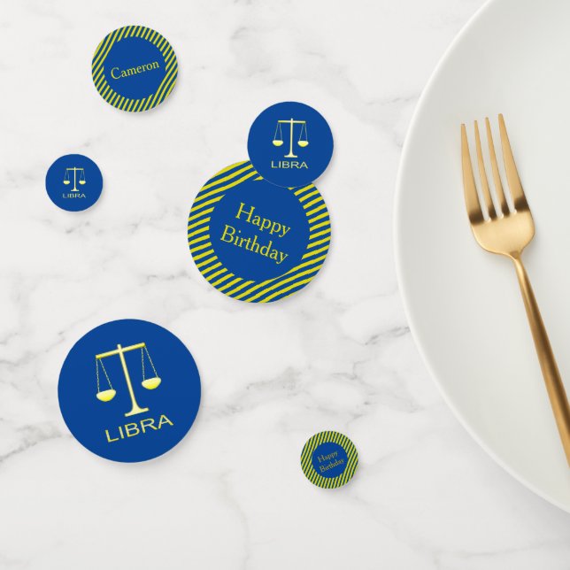 Libra Golden Scales Star Sign Custom Confetti (Group)