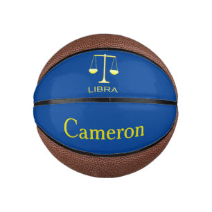 Libra Golden Scales Star Sign Custom Name Mini Basketball