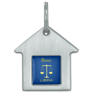 Libra Golden Scales Star Sign Custom Name Pet ID Tag