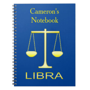 Libra Golden Scales Star Sign Custom Notebook