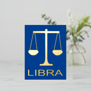 Libra Golden Scales Star Sign Foil Holiday Postcard