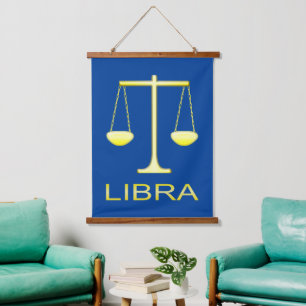 Libra Golden Scales Star Sign Hanging Tapestry