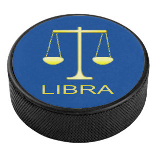 Libra Golden Scales Star Sign Hockey Puck