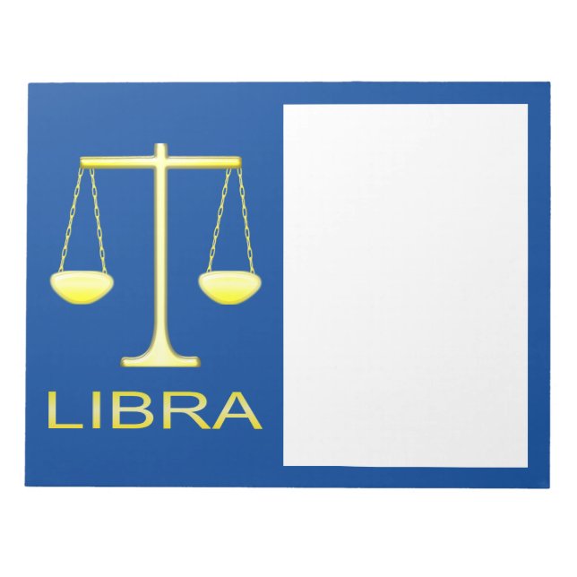 Libra Golden Scales Star Sign Notepad (Front)