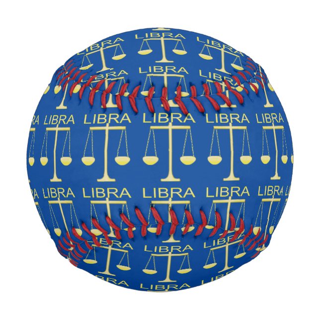 Libra Golden Scales Star Sign Patterned Baseball (Front)