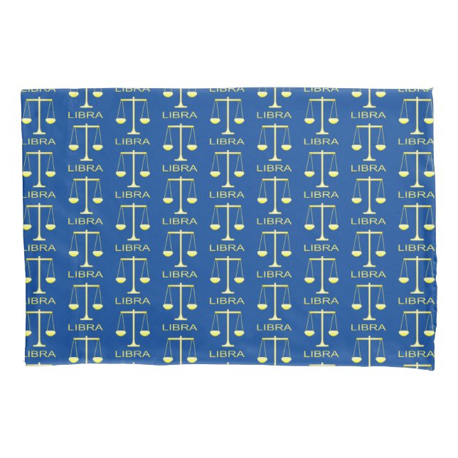 Libra Golden Scales Star Sign Patterned Pillowcase (Front)
