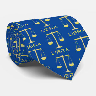 Libra Golden Scales Star Sign Patterned Tie