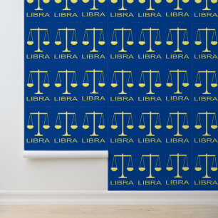 Libra Golden Scales Star Sign Patterned Wallpaper