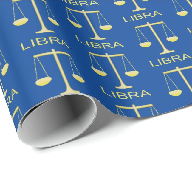 Libra Golden Scales Star Sign Patterned Wrapping Paper (Roll Corner)