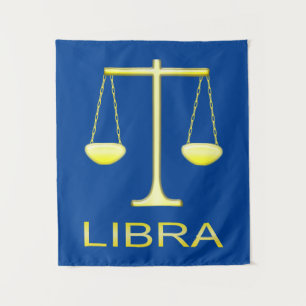 Libra Golden Scales Star Sign Tapestry