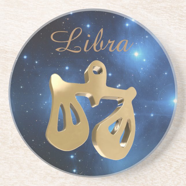 Libra golden sign coaster (Front)