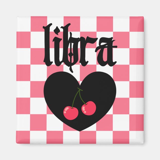 Libra Gothic Aesthetic Chequered Cherries Design Magnet (Front)
