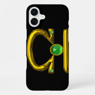 LIBRA , Green Emerald and Gold ,Black iPhone Case